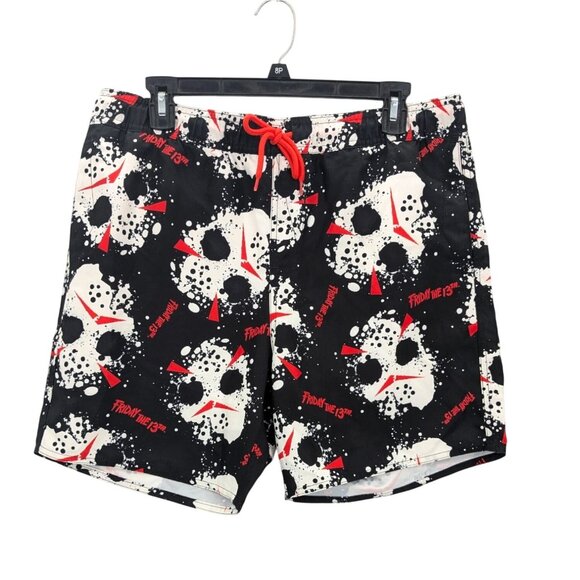 Friday the 13th Swim Trunks Mens Size M Board Shorts Horror Jason Voorhees Goth - Picture 1 of 9